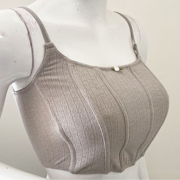 Out From Under Urban Outfitters Brand Grey Pointelle Cropped Corset Top - Picture 3 of 5